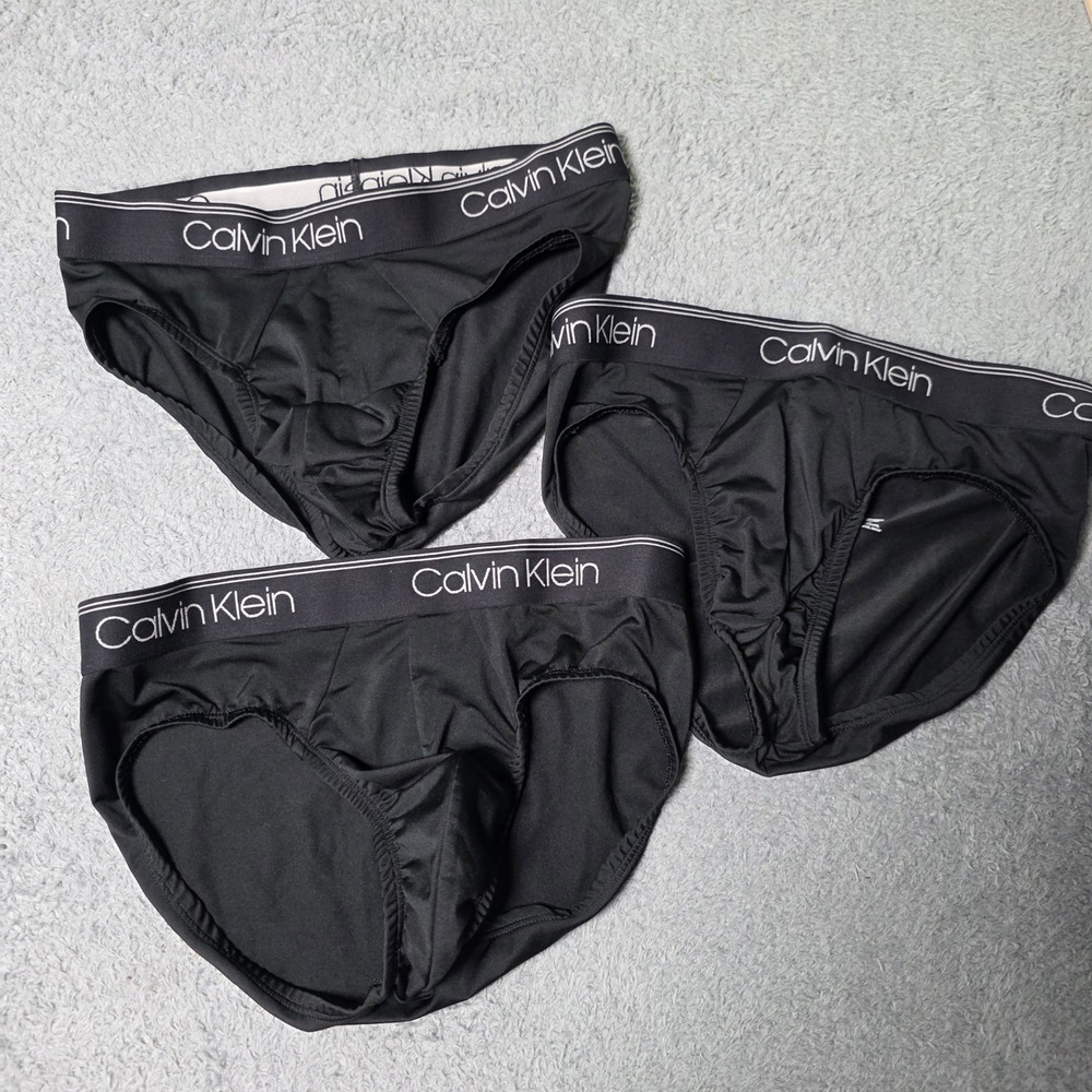 Calvin Klein Mens Small Briefs Black 3-Pack Microfiber Stretch Logo Waistband